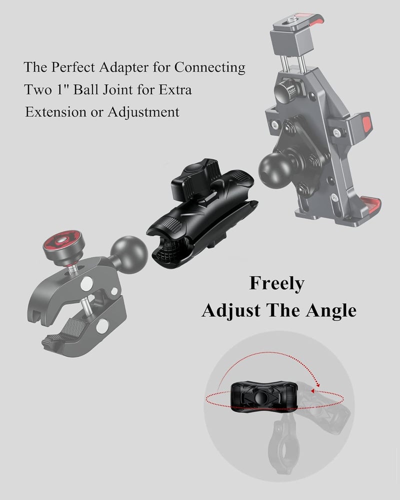 BRCOVAN Double Socket Arm High Strength Composite Medium Arm Compatible with RAM Mounts B Size 1'' Ball Components & Bike Motorcycle Phone Mount Holder with 1'' Ball Adapter - Image 5